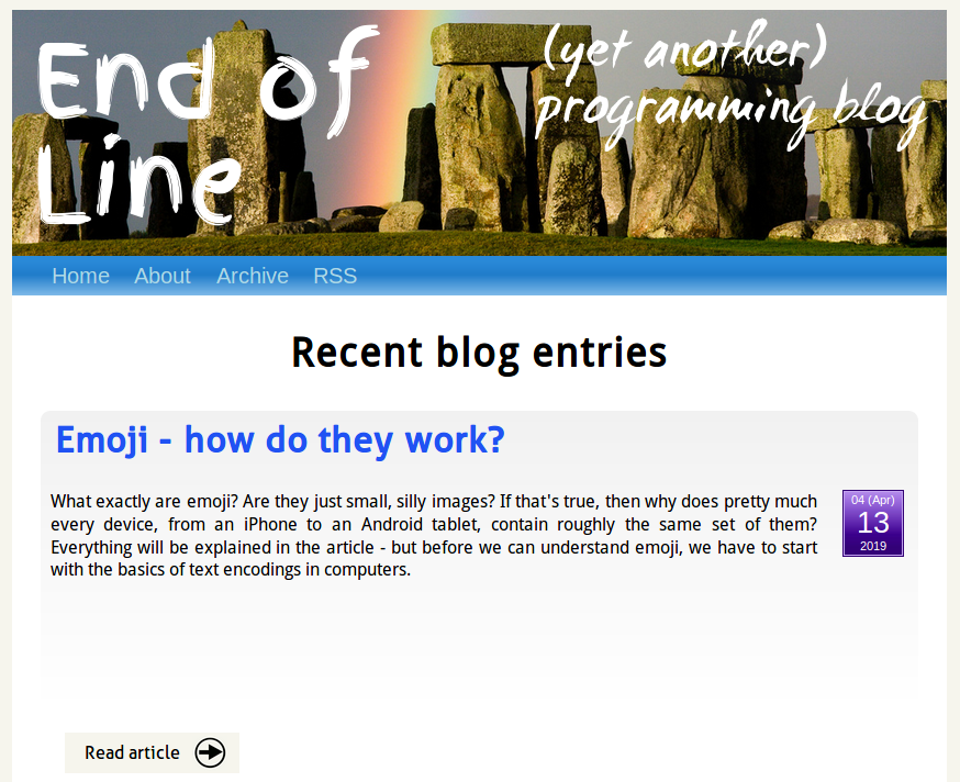 old 'End of Line' homepage