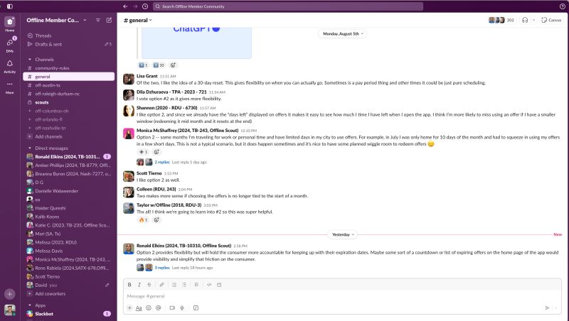 Slack screenshot with a lot of notifications